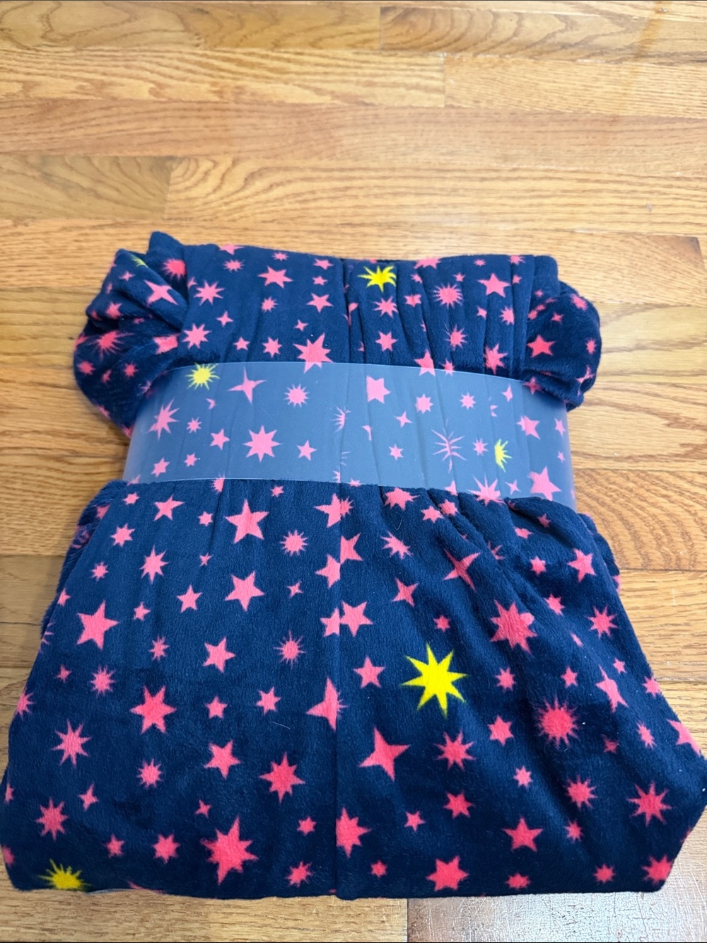 Cuddl Duds Navy Fleece Pajama Set with Pink Star Print - Picture 3 of 3
